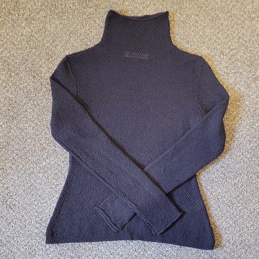 ZARA Turtleneck Pullover Sweater Tight-Knit Lightweight Women's S Dark Blue